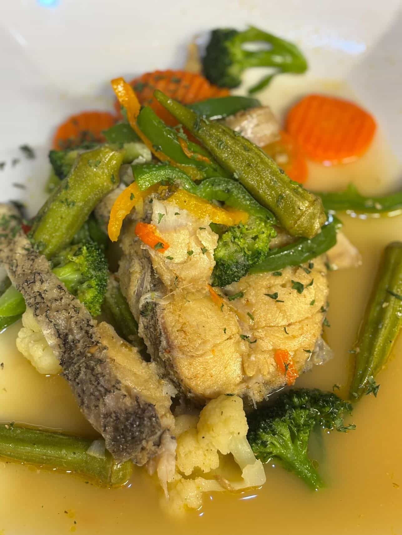 Foundation Lounge signature steamed fish okra garden vegetables foundation restaurant flatbush ave - Contemporary Fusion Brooklyn